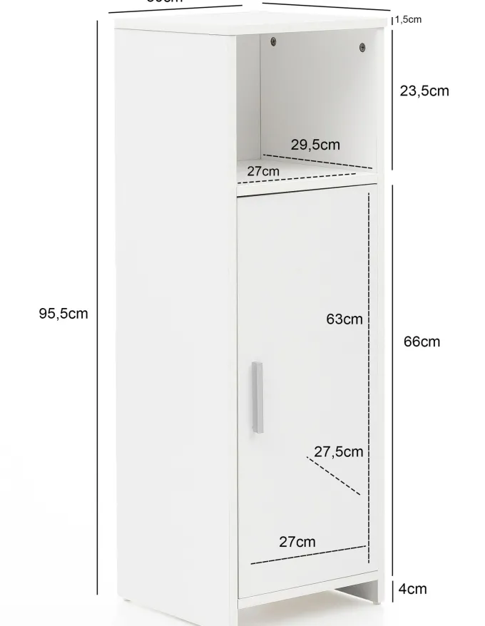 FinBuy Badschrank Spanplatte Beistellschrank Badregal Weiß Schmal Freistehend