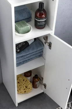 FinBuy Badschrank Spanplatte Beistellschrank Badregal Weiß Schmal Freistehend