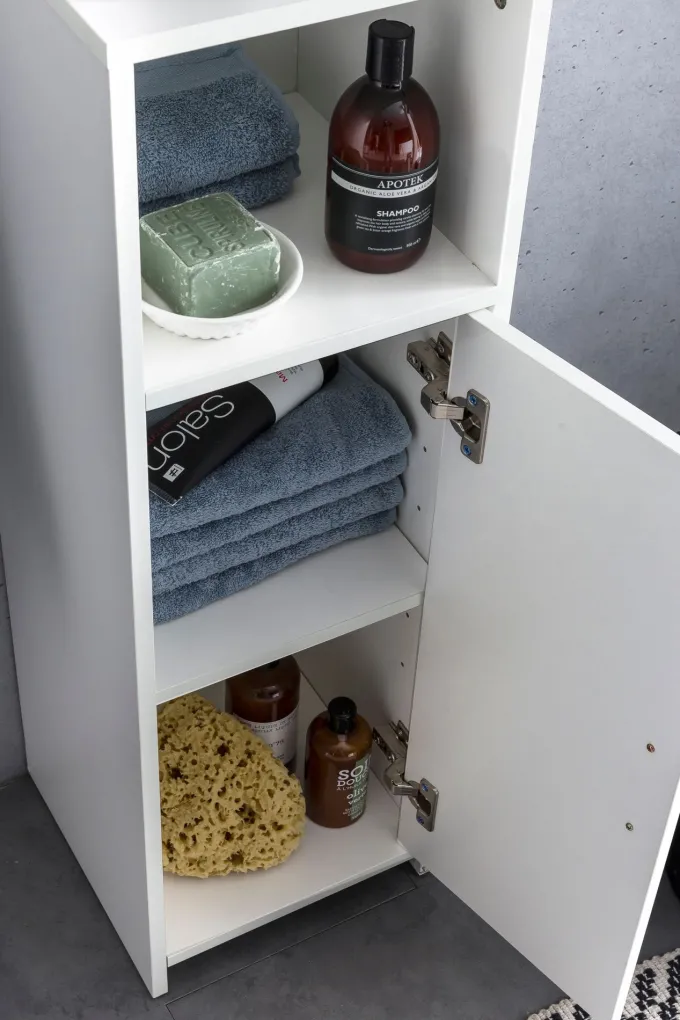 FinBuy Badschrank Spanplatte Beistellschrank Badregal Weiß Schmal Freistehend