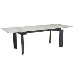 FineBuy Ausziehbarer Design Esstisch 180 - 240 cm Glas Keramik Keramiktisch Esszimmertisch