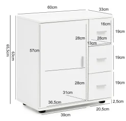 FineBuy Badschrank Midischrank Weiß Badezimmerschrank Matt Kommode