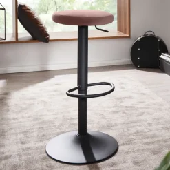 FineBuy Barhocker Samt Hocker Stoff / Metall Design Bistrohocker 100 kg Drehbar
