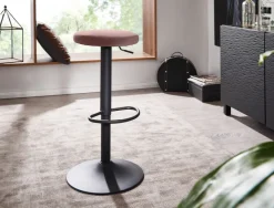 FineBuy Barhocker Samt Hocker Stoff / Metall Design Bistrohocker 100 kg Drehbar