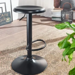 FineBuy Barhocker Schwarz Hocker Metall Bistrohocker 100 kg Rund Tresenhocker