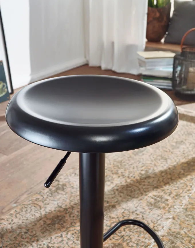 FineBuy Barhocker Schwarz Hocker Metall Bistrohocker 100 kg Rund Tresenhocker