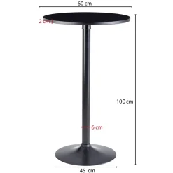 FineBuy Bartisch Schwarz Stehtisch Ø 60 cm Metall / Holz Bistrotisch Rund Tisch