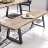 FineBuy Baumstamm Esszimmerbank 160 cm Baumkante Massivholz Essbank Holzbank