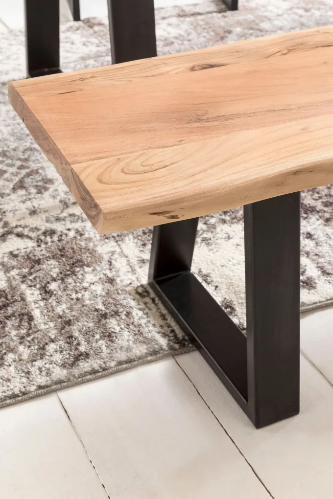 FineBuy Baumstamm Esszimmerbank 160 cm Baumkante Massivholz Essbank Holzbank