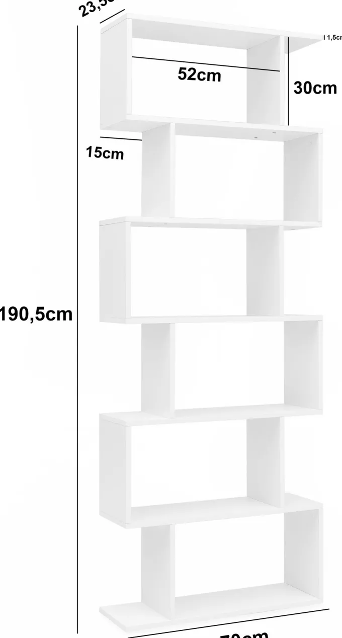 FineBuy Bücherregal FB51366 Standregal weiß Spanplatte Design Aufbewahrungsregal