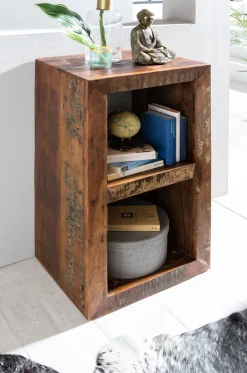 FineBuy Bücherregal KALKUTTA 45 x 35 x 90 cm Standregal Massiv Regal Cube