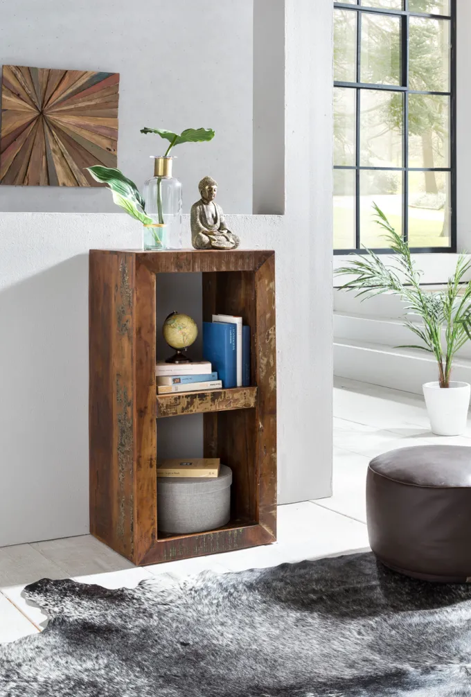 FineBuy Bücherregal KALKUTTA 45 x 35 x 90 cm Standregal Massiv Regal Cube