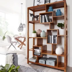 FineBuy Bücherregal Massiv Sheesham 180 cm Massivholz XXL Regal Raumteiler