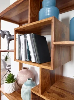 FineBuy Bücherregal Massiv Sheesham 180 cm Massivholz XXL Regal Raumteiler
