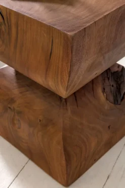 FineBuy Beistelltisch Braun Holztisch Rustikaler Deko-Tisch Anstelltisch Klein