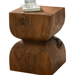 FineBuy Beistelltisch Braun Holztisch Rustikaler Deko-Tisch Anstelltisch Klein
