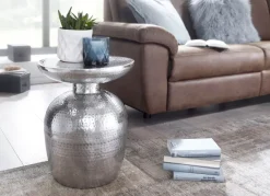 FineBuy Beistelltisch Ø 36,5 cm Tisch Alu Couchtisch Wohnzimmertisch Ablagetisch