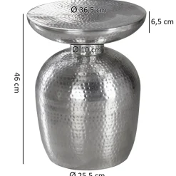 FineBuy Beistelltisch Ø 36,5 cm Tisch Alu Couchtisch Wohnzimmertisch Ablagetisch