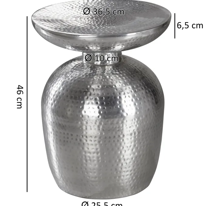 FineBuy Beistelltisch Ø 36,5 cm Tisch Alu Couchtisch Wohnzimmertisch Ablagetisch