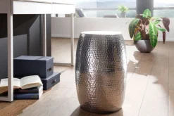FineBuy Beistelltisch Dekotisch Metall Ablagetisch klein Hammerschlag rund
