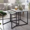 FineBuy Beistelltisch 2er Couchtisch Set Marmor Optik Weiß Wohnzimmertisch