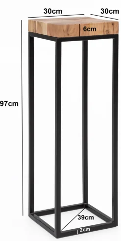 FineBuy Beistelltisch FB51448 Akazie Holz Metall Industrial Style Telefontisch