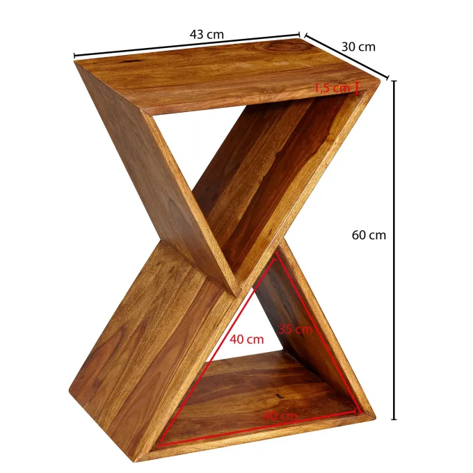 FineBuy Beistelltisch Holz Massiv 43x60x30cm Wohnzimmertisch Couchtisch Tisch