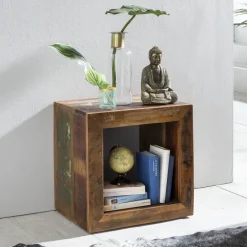 FineBuy Beistelltisch KALKUTTA 45 x 45 x 35 cm Wohnzimmertisch Cube Regal Tisch