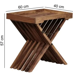 FineBuy Beistelltisch klappbar Massiv-Holz Couchtisch Klapptisch Serviertablett