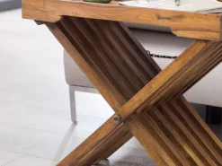 FineBuy Beistelltisch klappbar Massiv-Holz Couchtisch Klapptisch Serviertablett