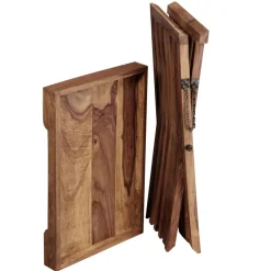 FineBuy Beistelltisch klappbar Massiv-Holz Couchtisch Klapptisch Serviertablett