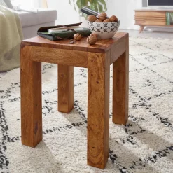 FineBuy Beistelltisch Massivholz 35x35cm Wohnzimmertisch Landhausstil Couchtisch