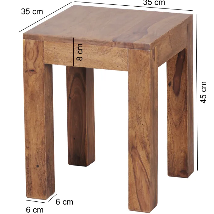 FineBuy Beistelltisch Massivholz 35x35cm Wohnzimmertisch Landhausstil Couchtisch