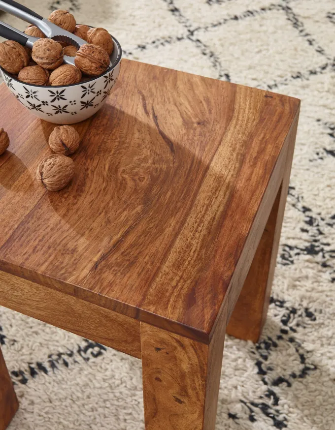 FineBuy Beistelltisch Massivholz 35x35cm Wohnzimmertisch Landhausstil Couchtisch
