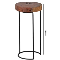 FineBuy Beistelltisch Massiv Wohnzimmertisch Holz Baumstamm Tisch Echt-Holz
