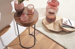 FineBuy Beistelltisch Massiv Wohnzimmertisch Holz Baumstamm Tisch Echt-Holz