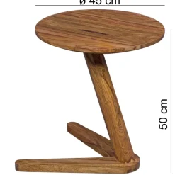 FineBuy Beistelltisch Massivholz Anstelltisch Rund Wohnzimmertisch Landhausstil