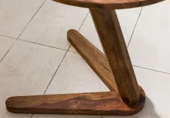 FineBuy Beistelltisch Massivholz Anstelltisch Rund Wohnzimmertisch Landhausstil