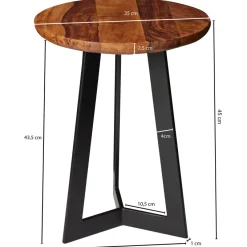 FineBuy Beistelltisch SV51462 Sheesham Holz Metall Industrial Telefontisch
