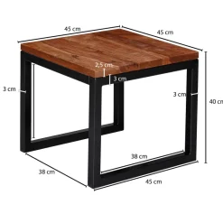 FineBuy Beistelltisch 45x40x45 cm Massivholz Wohnzimmertisch Tisch Wohnzimmer