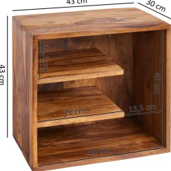 FineBuy Beistelltisch 43x43x30 cm Wohnzimmertisch Holz massiv Nachttisch