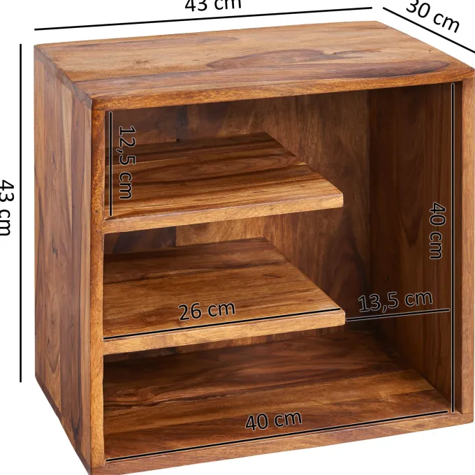 FineBuy Beistelltisch 43x43x30 cm Wohnzimmertisch Holz massiv Nachttisch