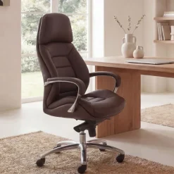 FineBuy Bürostuhl Chefsessel Echtleder Ergonomisch XXL Drehstuhl 120 kg Stuhl