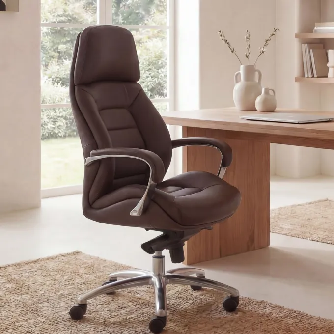 FineBuy Bürostuhl Chefsessel Echtleder Ergonomisch XXL Drehstuhl 120 kg Stuhl