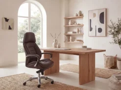 FineBuy Bürostuhl Chefsessel Echtleder Ergonomisch XXL Drehstuhl 120 kg Stuhl