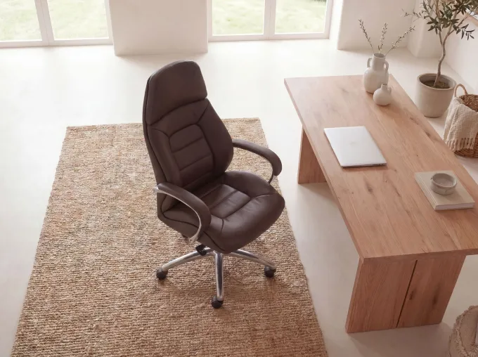 FineBuy Bürostuhl Chefsessel Echtleder Ergonomisch XXL Drehstuhl 120 kg Stuhl