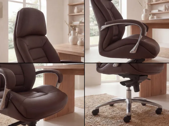 FineBuy Bürostuhl Chefsessel Echtleder Ergonomisch XXL Drehstuhl 120 kg Stuhl