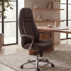 FineBuy Bürostuhl Echtleder Schreibtischstuhl ergonomisch Chefsessel Drehstuhl