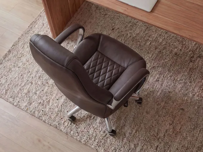 FineBuy Bürostuhl Echtleder Schreibtischstuhl ergonomisch Chefsessel Drehstuhl