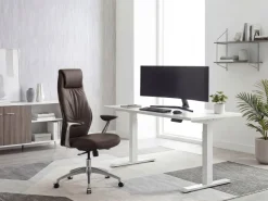 FineBuy Bürostuhl Echt-Leder Schreibtischstuhl Chefsessel Drehstuhl 120KG