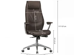 FineBuy Bürostuhl Echt-Leder Schreibtischstuhl Chefsessel Drehstuhl 120KG
